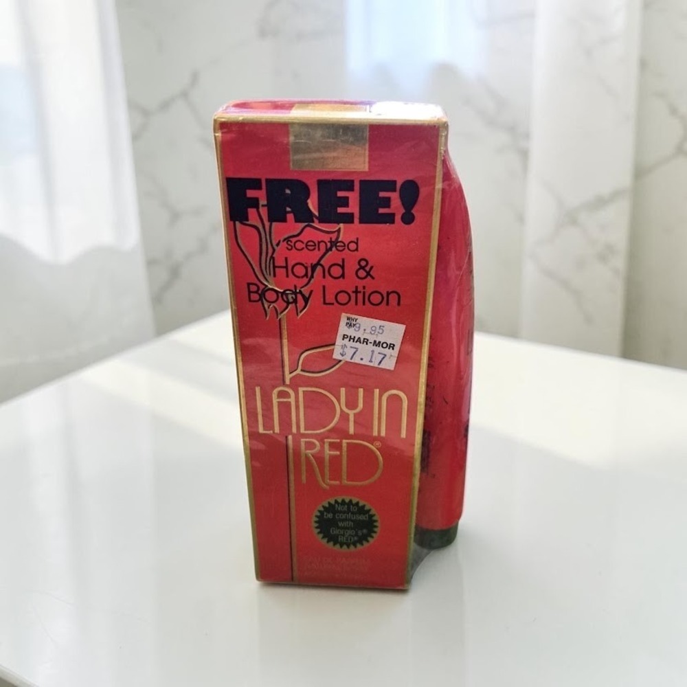 Vintage Lady In Red Perfume Fragrance Spray and Lotion New In Sealed Box 1.7 oz
